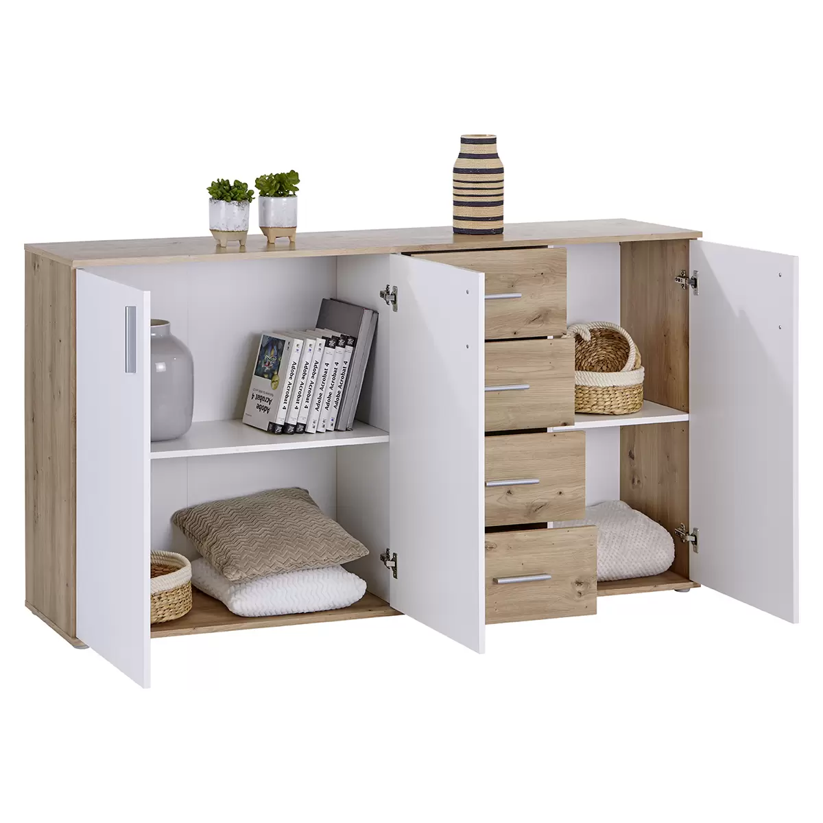 Kommode Ina 04 weiss,Betonoptik
