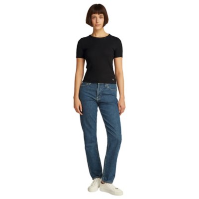 Tee-shirt à manches courtes femme Woven Label Rib Fitted CALVIN KLEIN