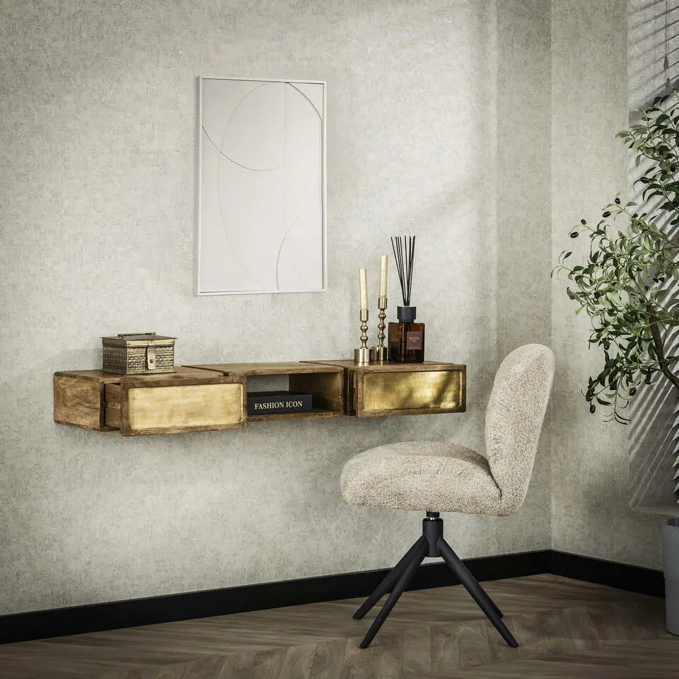 Sidetable Mangohout - 123x30x15cm - Brass