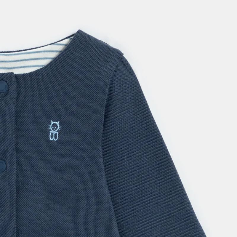 Gilet réversible coton piqué bleu bébé garçon Bleu