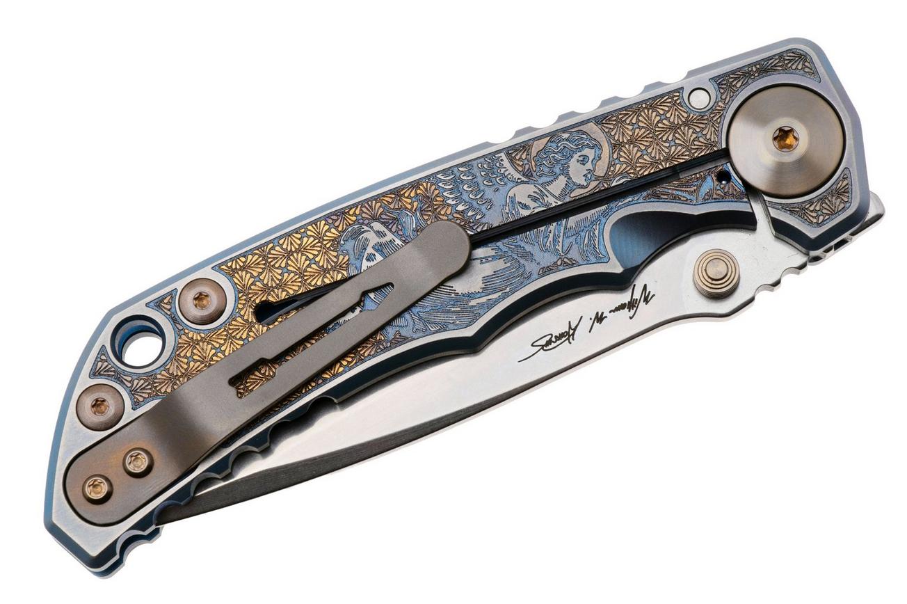 Spartan Blades Harsey Folder Angel USSF5ANGL, Stonewashed MagnaCut, Blue/Gold Titanium, Gold Hardware zakmes