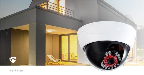 Dummy Security Camera | Kuppel | Batteri drevet | Innendørs | Hvit