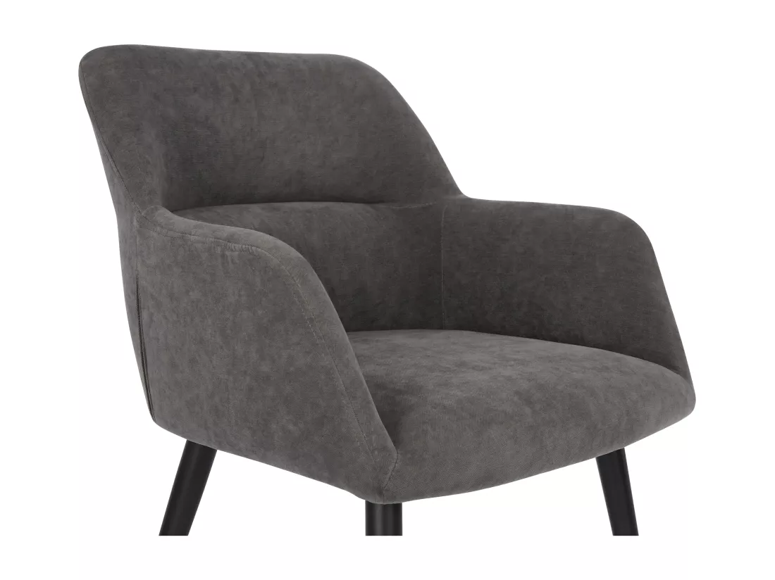 Lot de 6 chaises avec accoudoirs en tissu et métal noir - Gris - HEKA