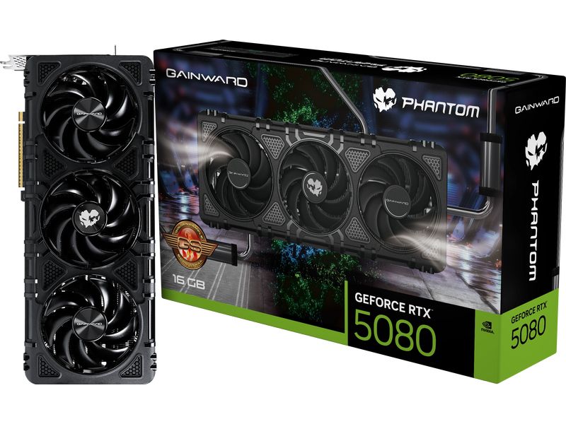 Gainward Grafikkarte RTX 5080 Phantom GS 16 GB Gamer-Grafikkarte mit 16 GB GDDR7-Speicher, ermöglicht Auflösungen bis zu 8k