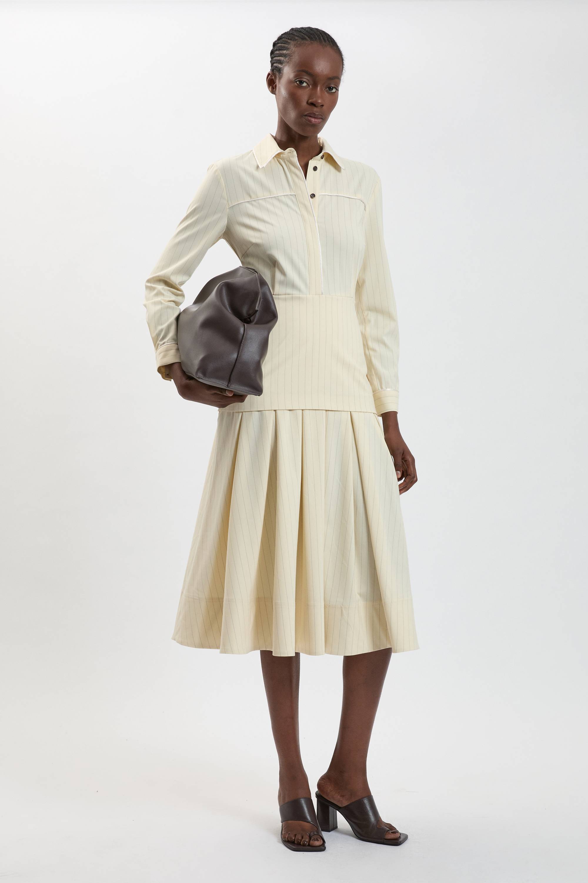 KarenMillen Robe Maxi À Rayures Fines Et Col Tailleur Petite