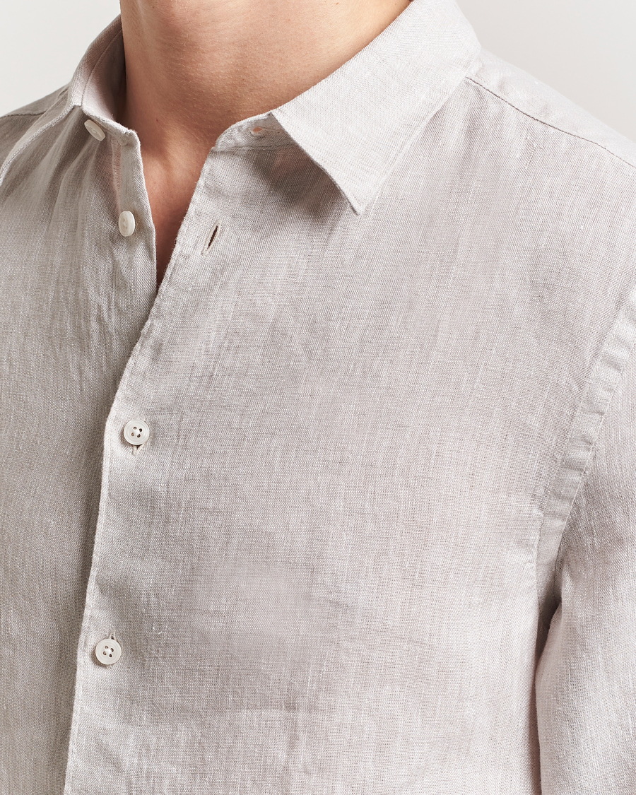 J.Lindeberg Slim Linen Melange Shirt Moonbeam