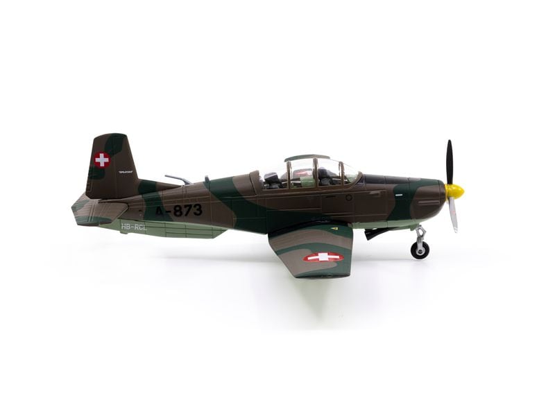 ACE Pilatus P-3 A-873 inkl. Chromständer 1:72 Massstabsmodell Metallflugzeug mit Display-Ständer