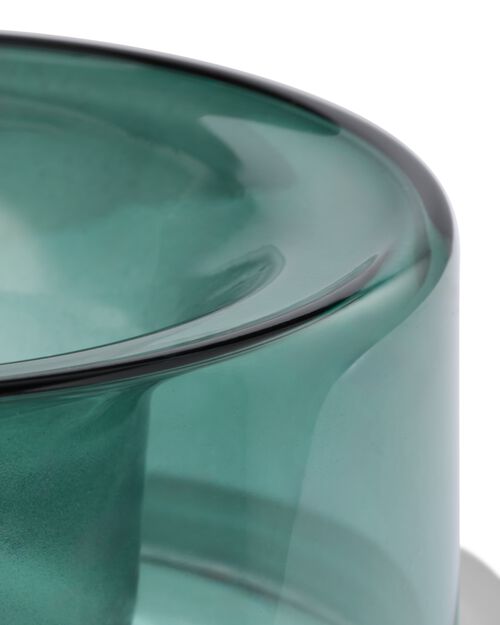 Porte-bougies S verre vert