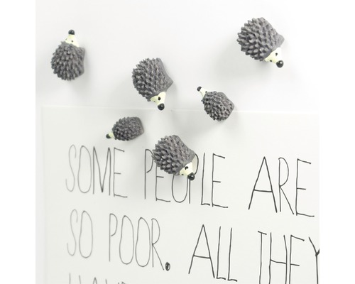 Decoratieve magneet Egel set van 6 grijs