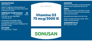 Bonusan Vitamine D3 75mcg 3000IE Capsules 120CP