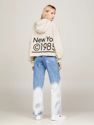 Moletom cropped unissex com estampa nas costas e modelagem ampla