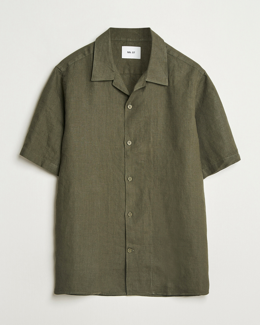 NN07 Julio Linen Resort Shirt Croc Green