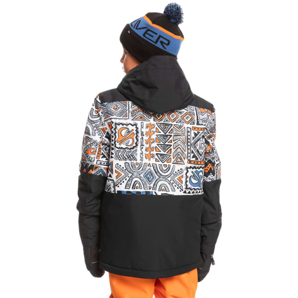 Veste de ski QUIKSILVER MISSION PRINTED BLOCK YOUTH JK RUSSET ORANGE BIG TRIBE