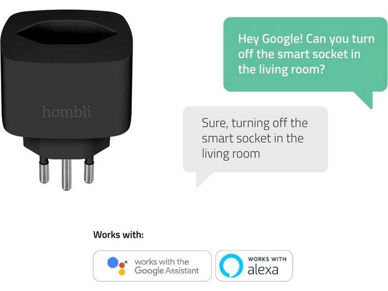 hombli Smart Socket CH, Schwarz, 3er-Set Bedienung über Ihr Smartphone