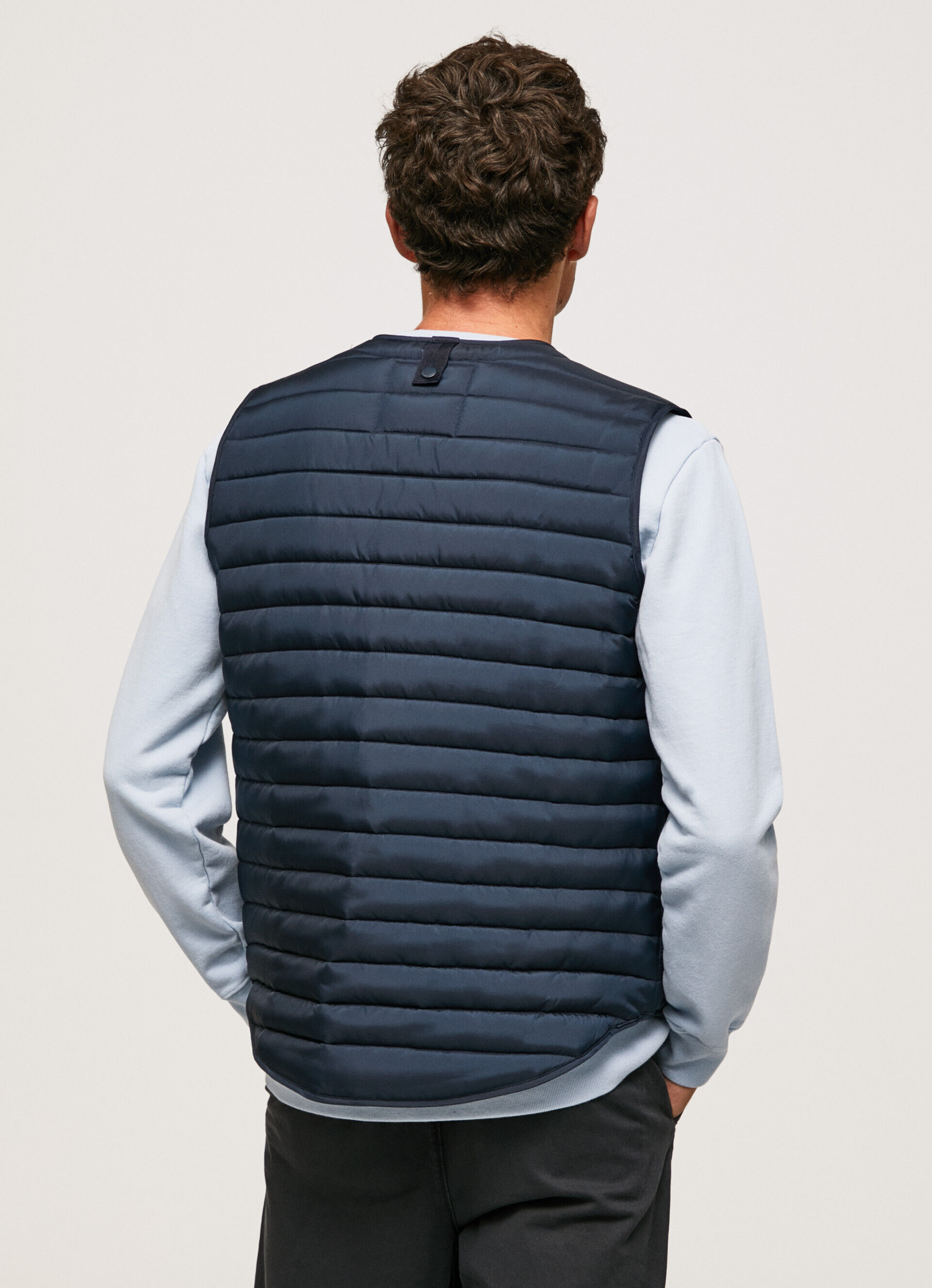 Colete acolchoado com fecho de botão - Azul Dulwich