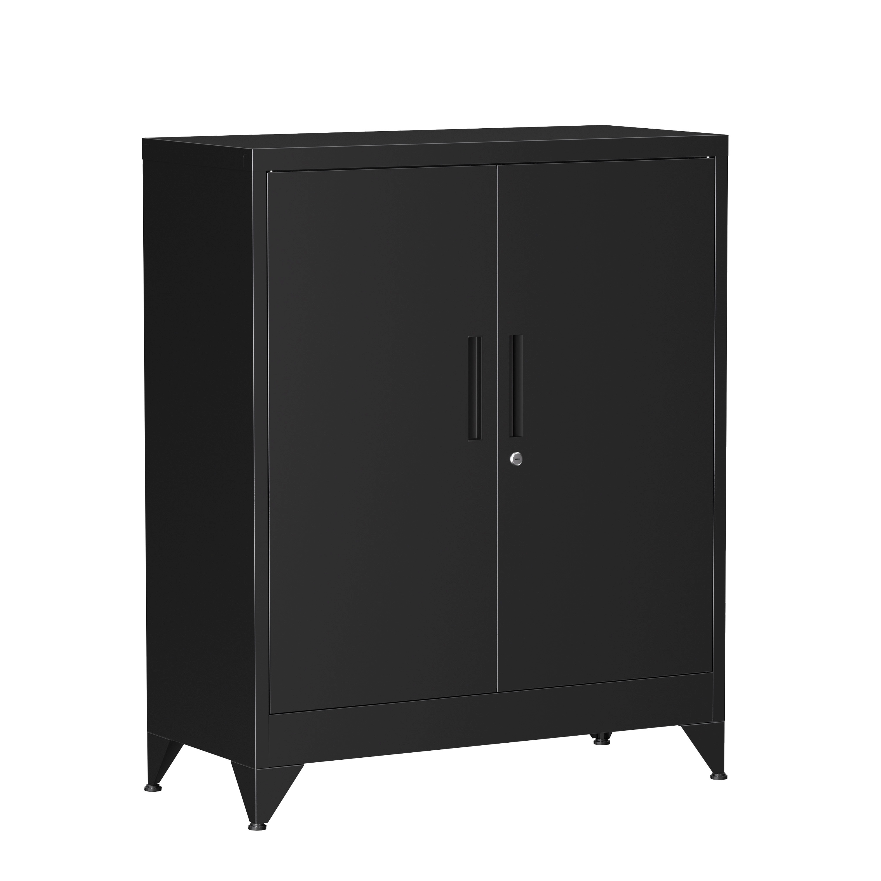 Aktenschrank mit 3 Böden 80 x 100 cm schwarz