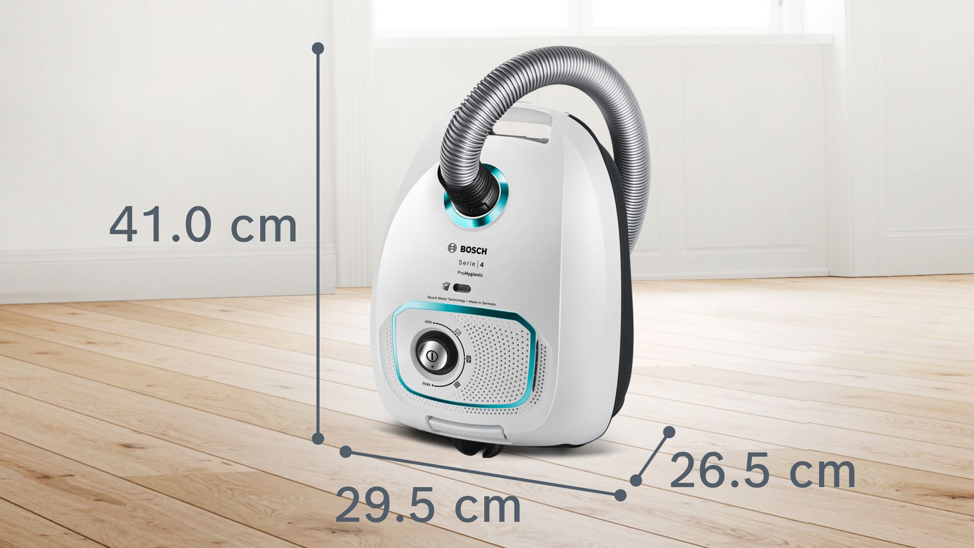 Aspirador de pó com saco ProHygienic Série 4, branco, BGLS4HYG2