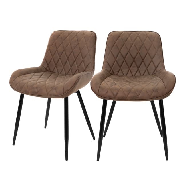 ML-Design 2 spisebordsstole, med ryg og armlæn, brun, PU-læder