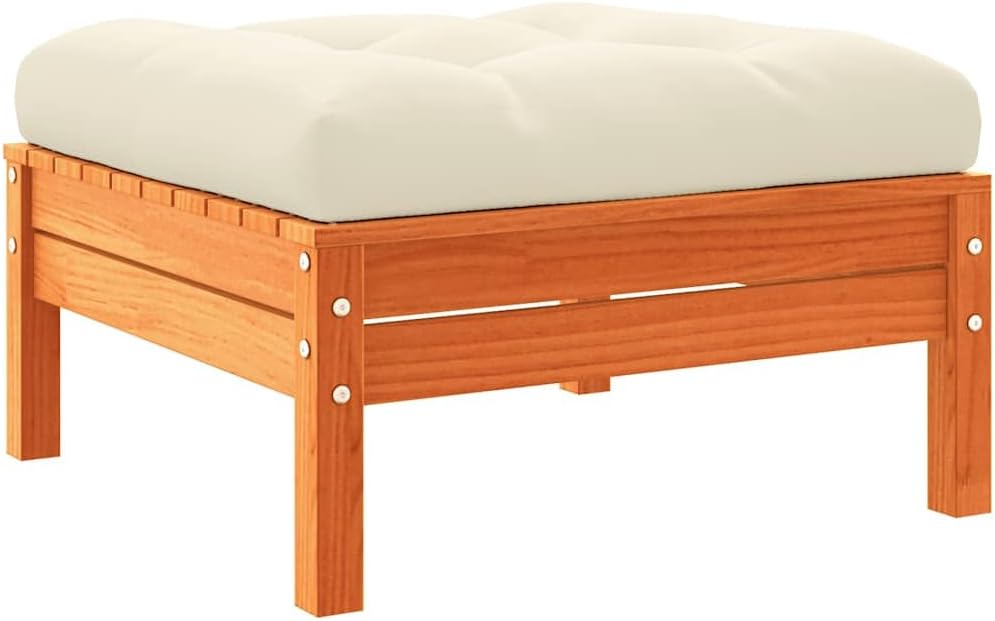 vidaXL Gartensofa 3-Sitzer, Modular Sofa mit Kissen Hocker, Gartensessel Ecksofa mit Lattenrost, Relaxsessel Lounge Sessel Gartenmöbel
