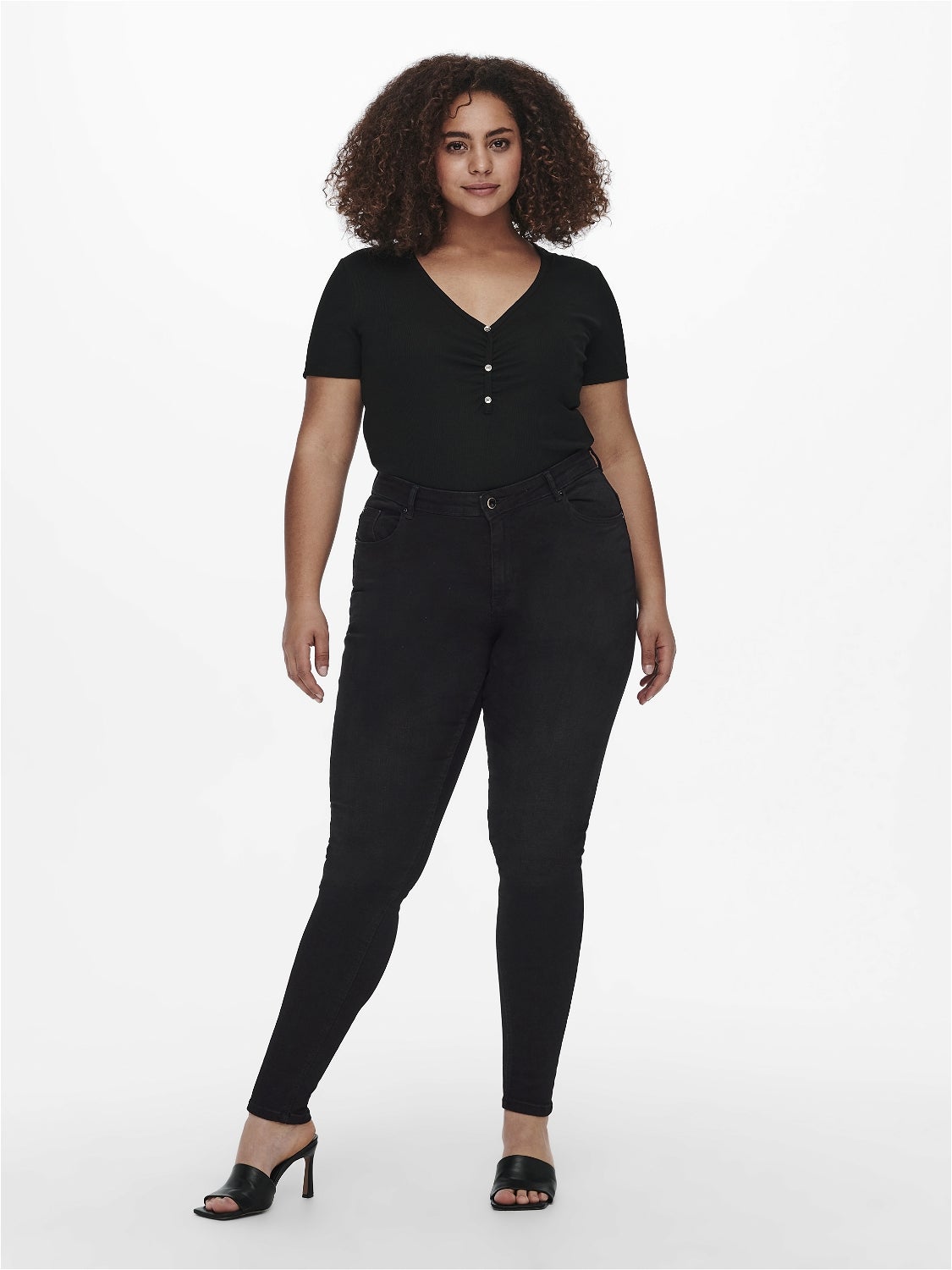 CARLAOLA Mittlere Taille Skinny Fit Jeans Black Denim