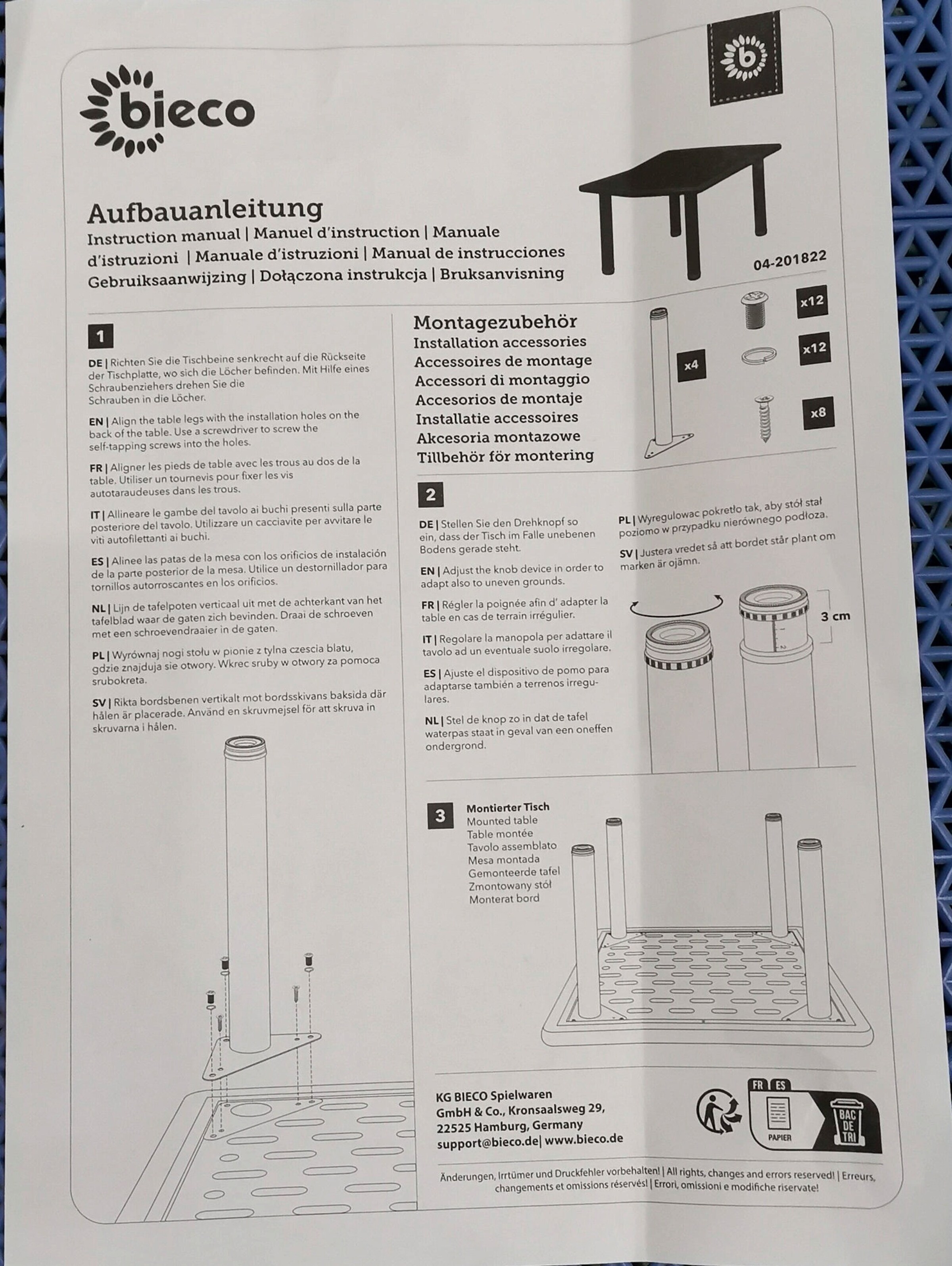 Bieco Kindertisch, Design: Eisgrau Grau