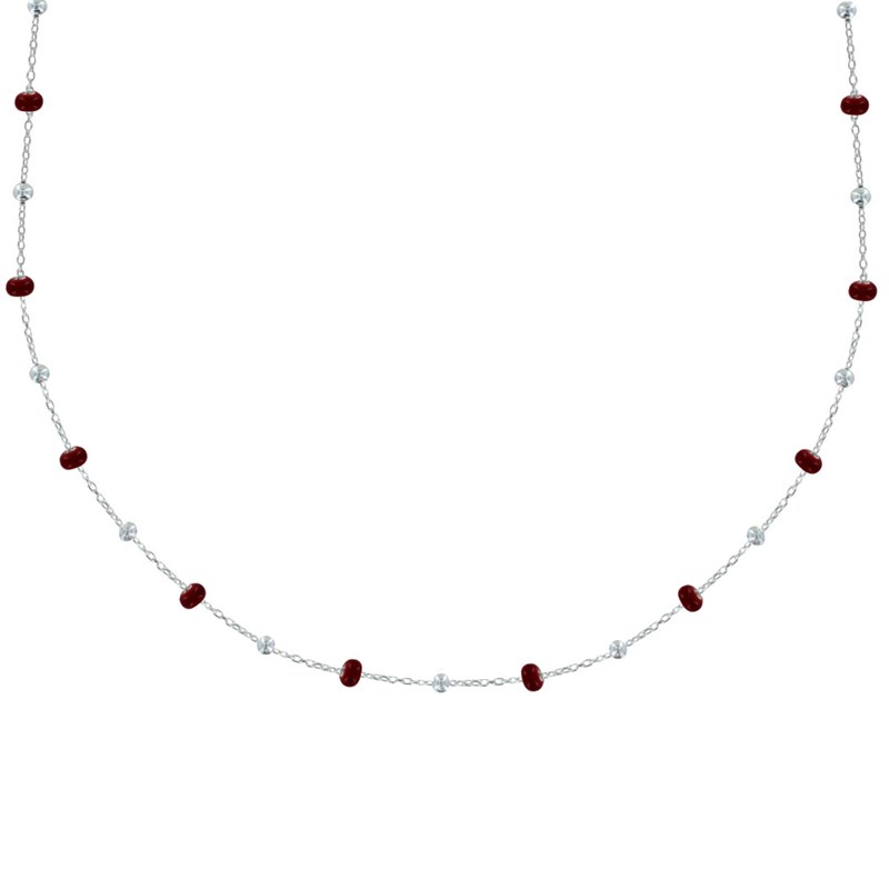 Collier Argent Perles Émaillées et Perles Argent
