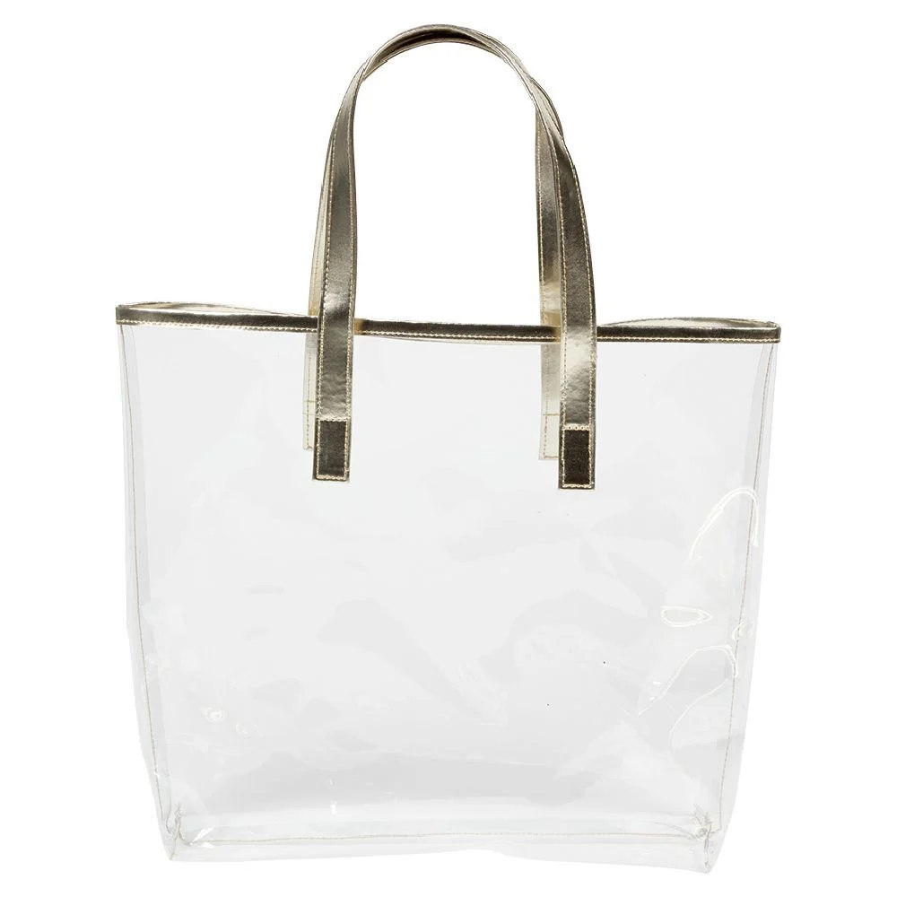 Sac de plage transparent avec pochette doré
