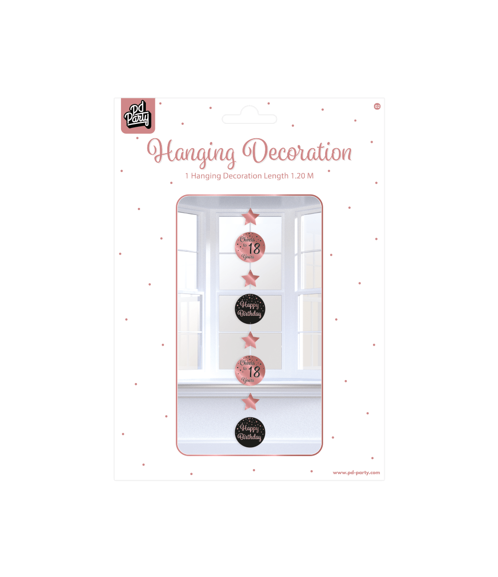 Hangdecoratie 18 Jaar Roze Zwart 20,5cm