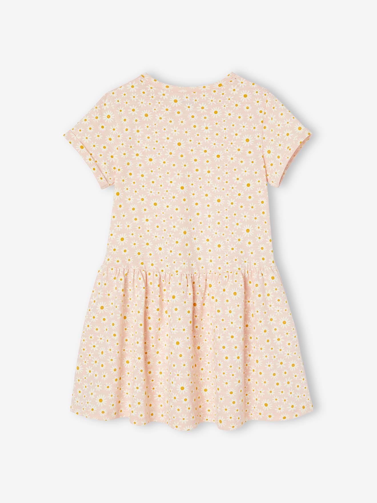 Vestido estampado para meninas, rosa claro