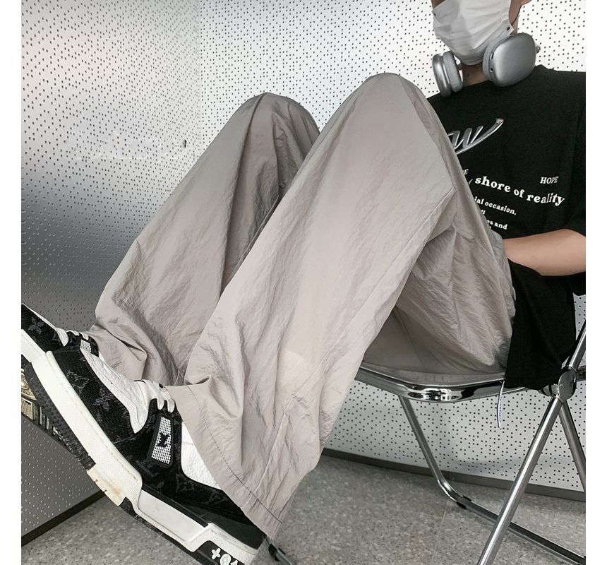 emeisa - Effen trainingsbroek met rechte pijpen en elastische taille