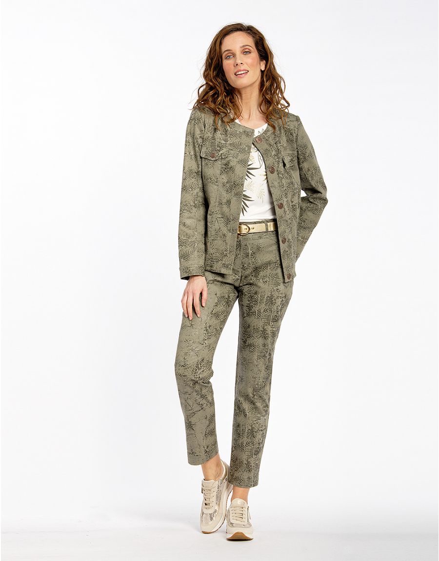 Veste jean imprimée kaki