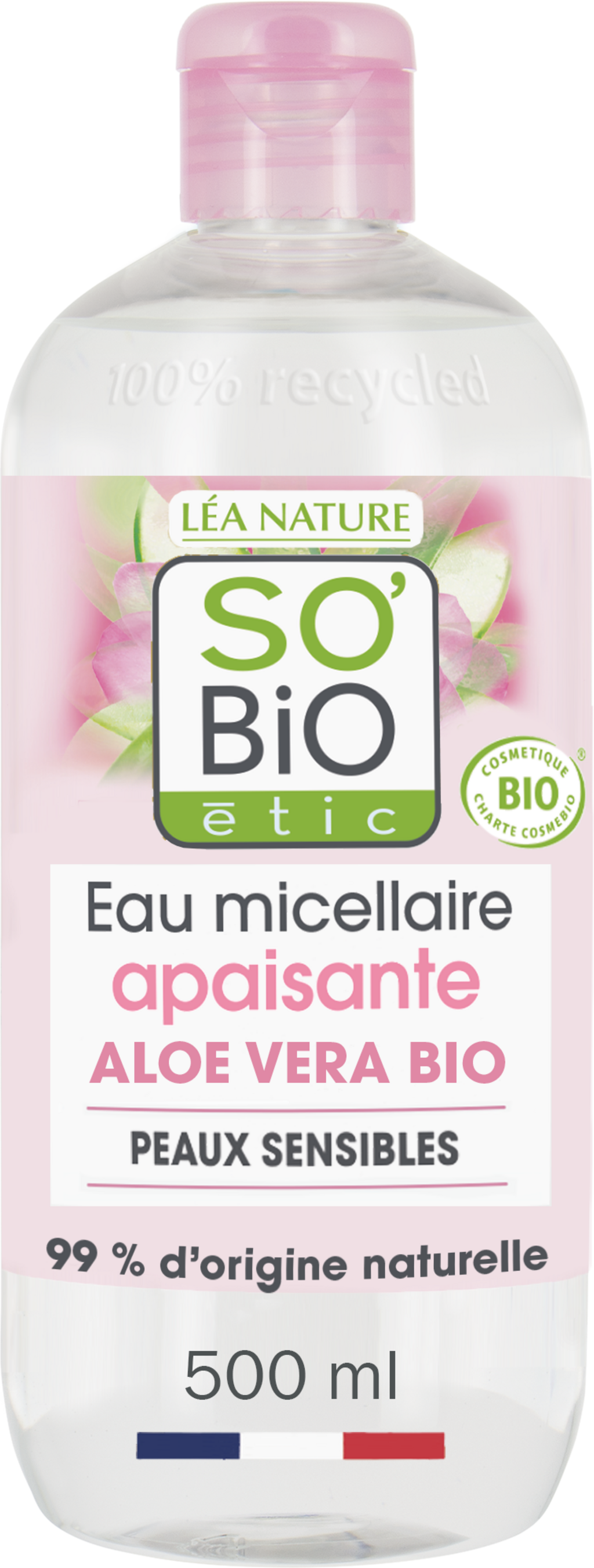 LÉA NATURE SO BiO étic  Beruhigendes Mizellenwasser Aloe Vera & Rose, 500 ml