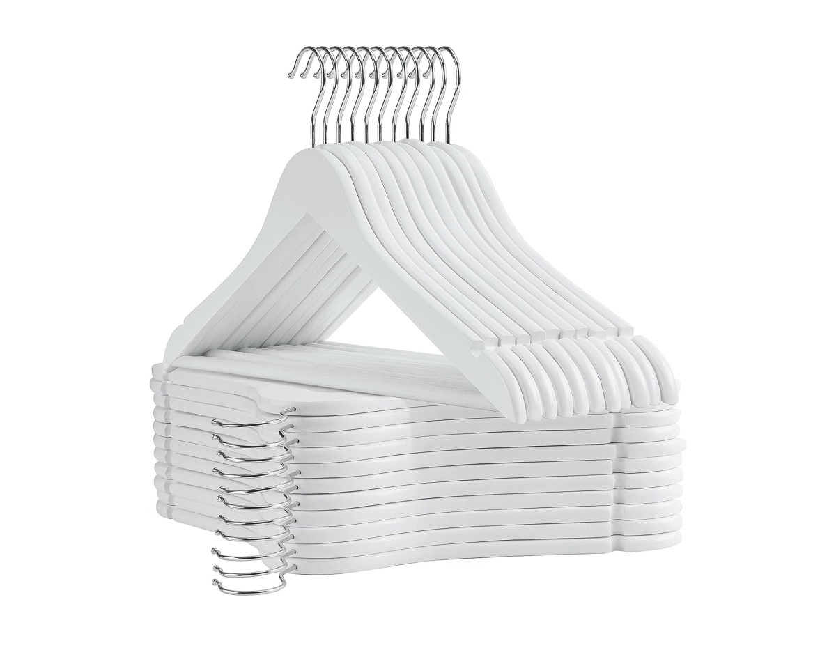 Infinity goods set van 30 houten kledinghangers - White