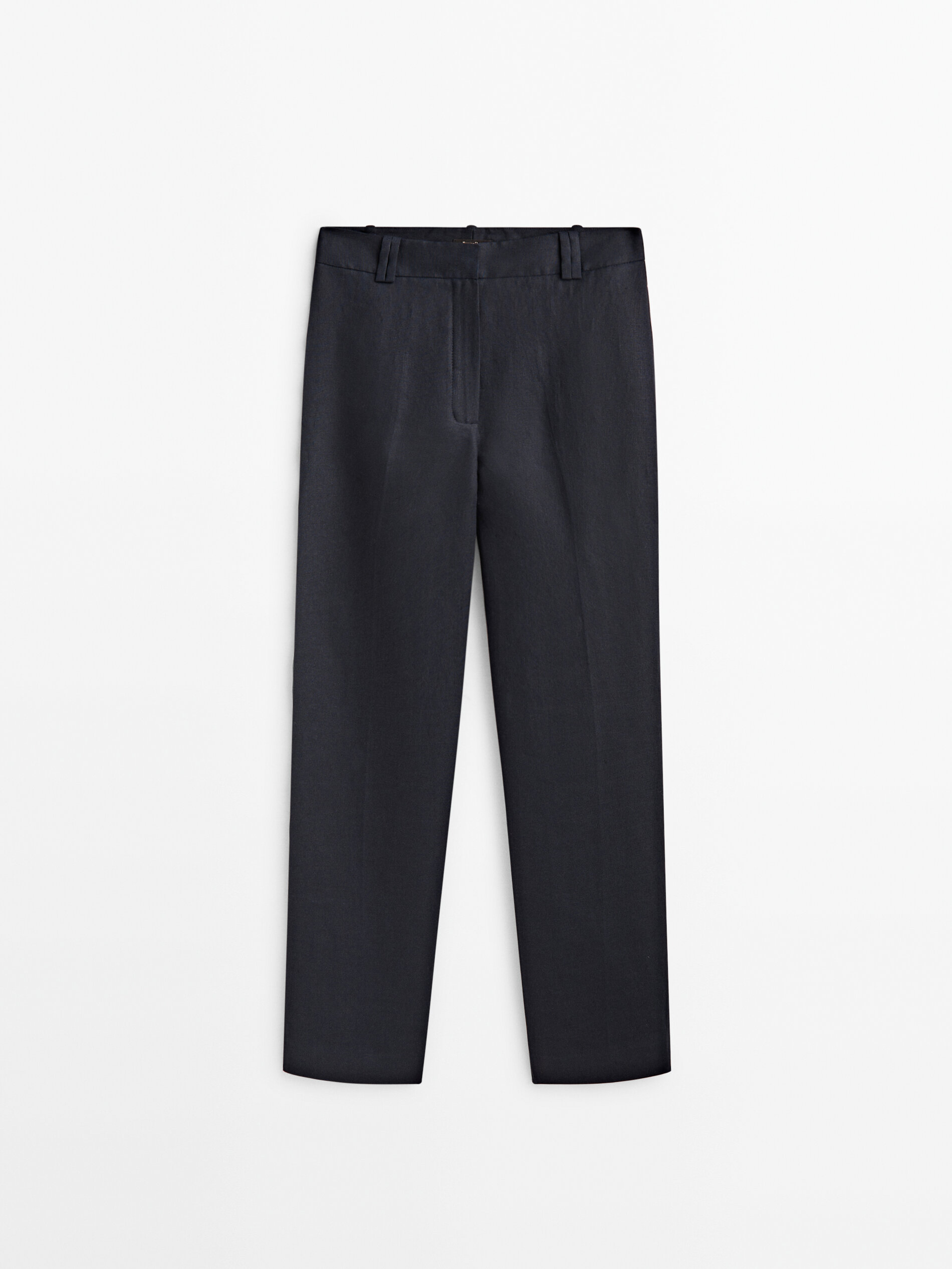 Pantalón traje 100% lino duplo trabilla - AZUL MARINO