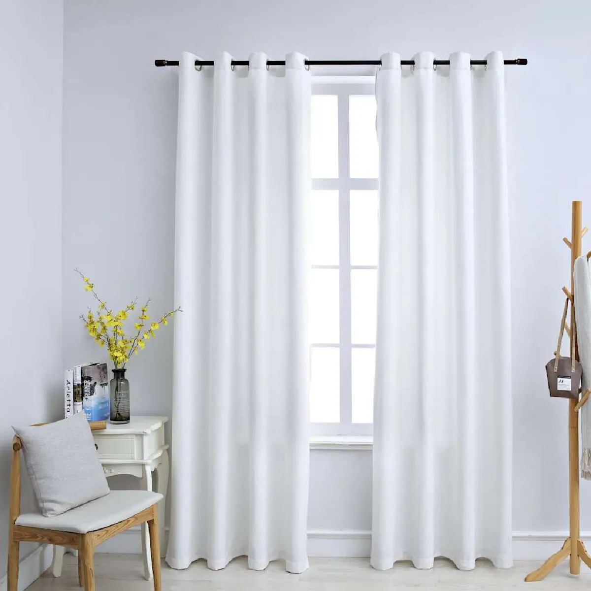 vidaXL Rideaux occultants anneaux métal 2pcs