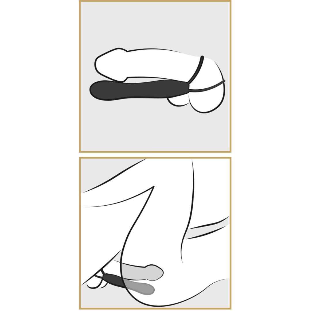 Analdildo mit Penis- und Hodenring Double Trouble | Paartoy für Sandwich-Sex | Fetish Fantasy