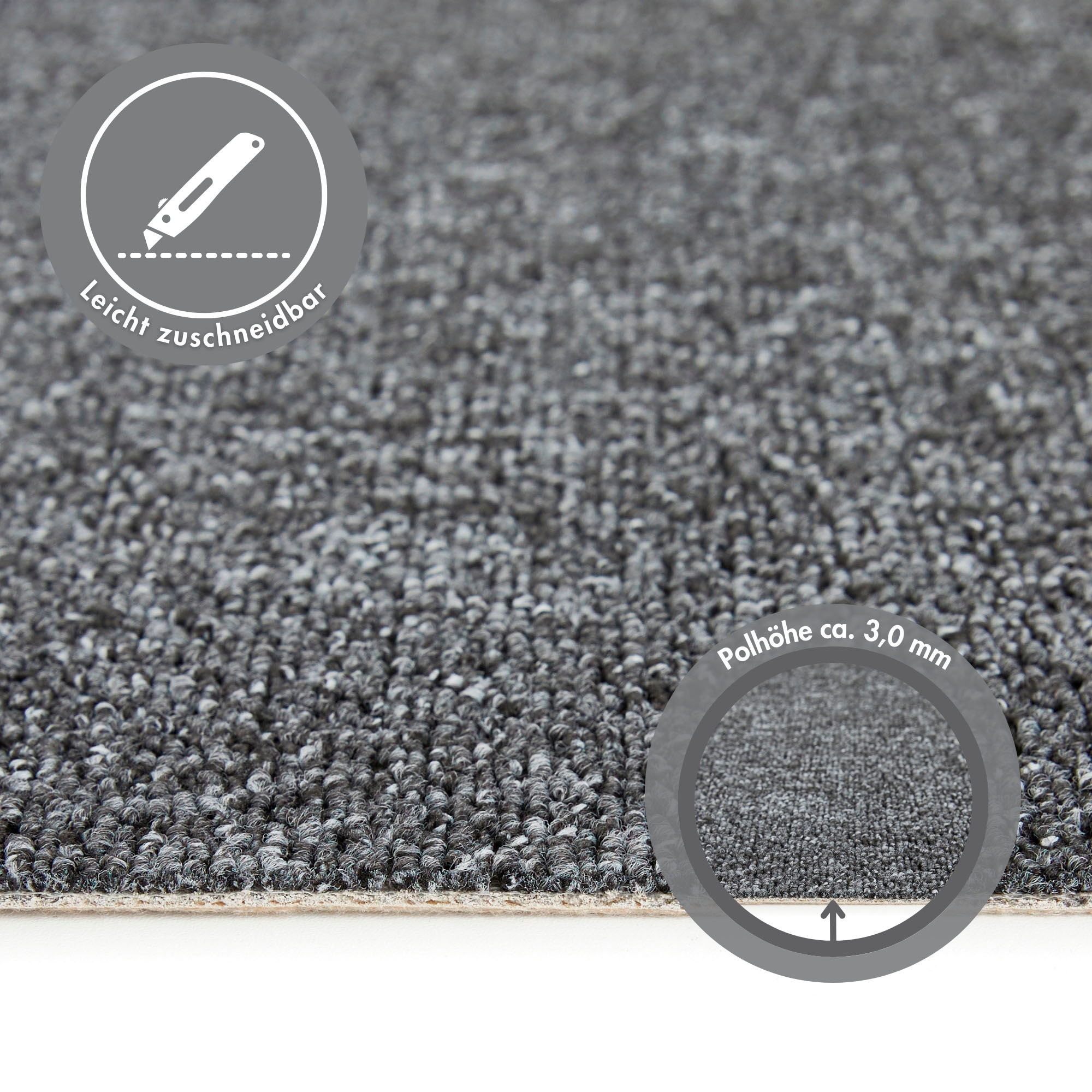 Andiamo Teppichboden »Luton, Feinschlinge, Made in Netherlands« rechteckig 6 mm Höhe meliert, Breite 400 cm oder 500 cm, strapazierfähig & pflegeleicht