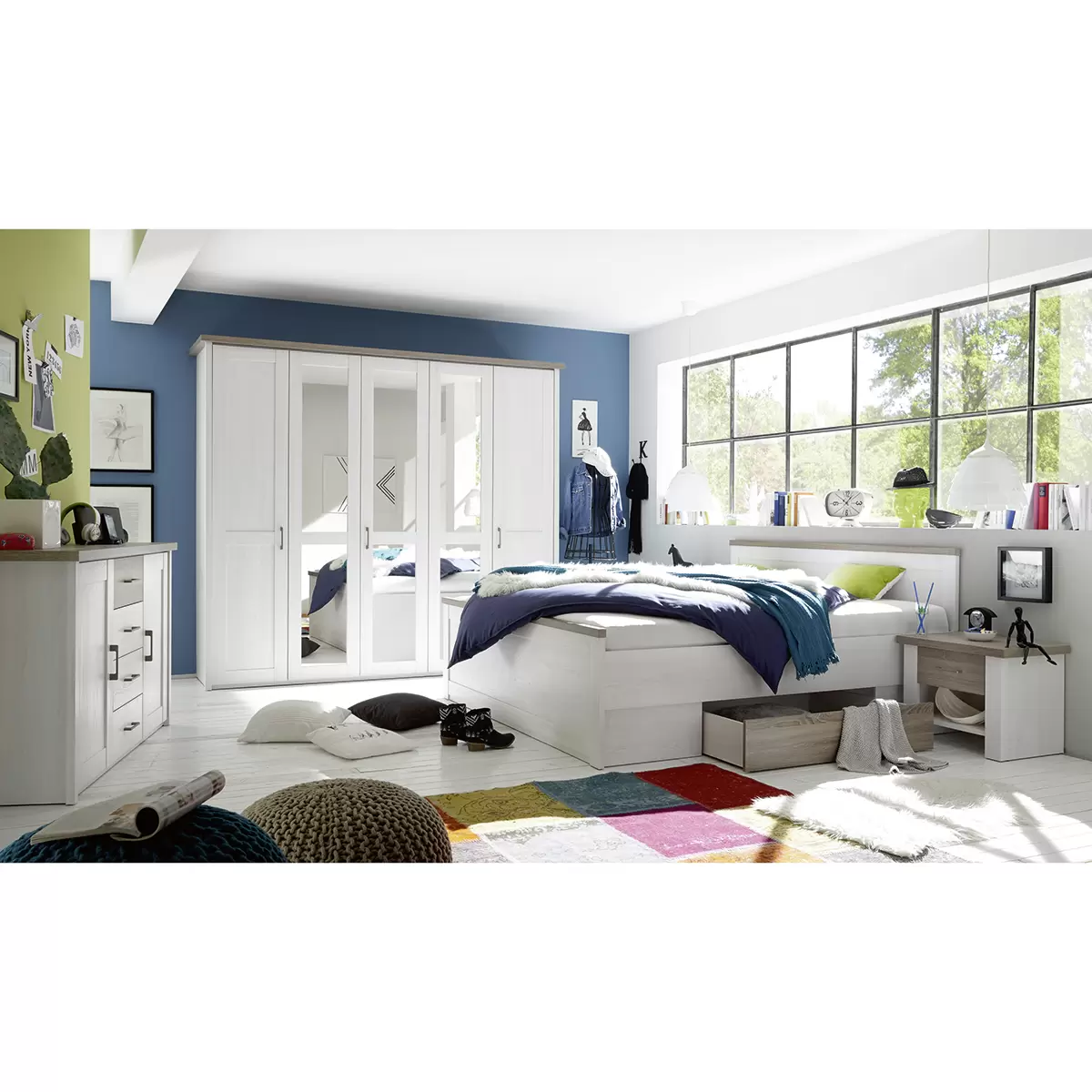 Bettanlage Luca 180 x 200 weiss,Sonoma Eiche