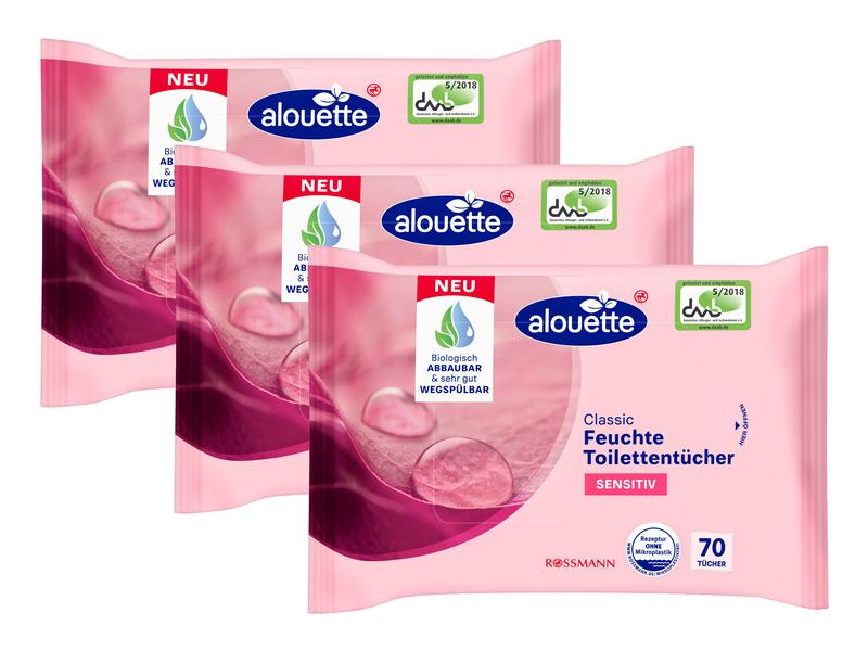 alouette Feuchttücher Classic Sensitiv 3 x 70 Stück Feuchte Toilettentücher