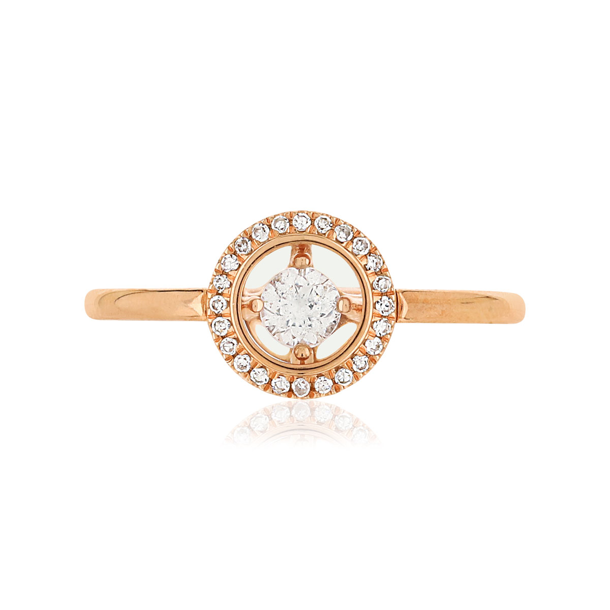 Bague or 375 rose cercle ajouré diamants