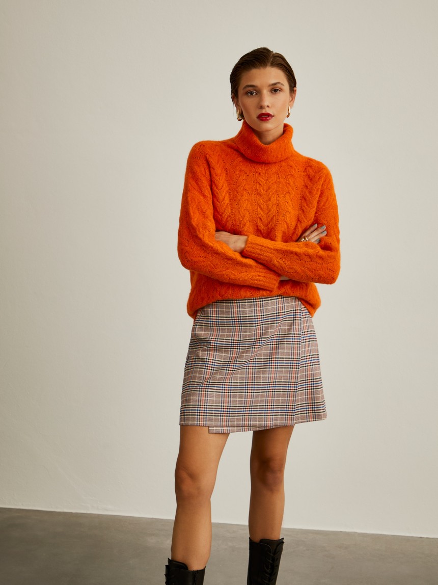 Camisola de gola alta com lã de alpaca