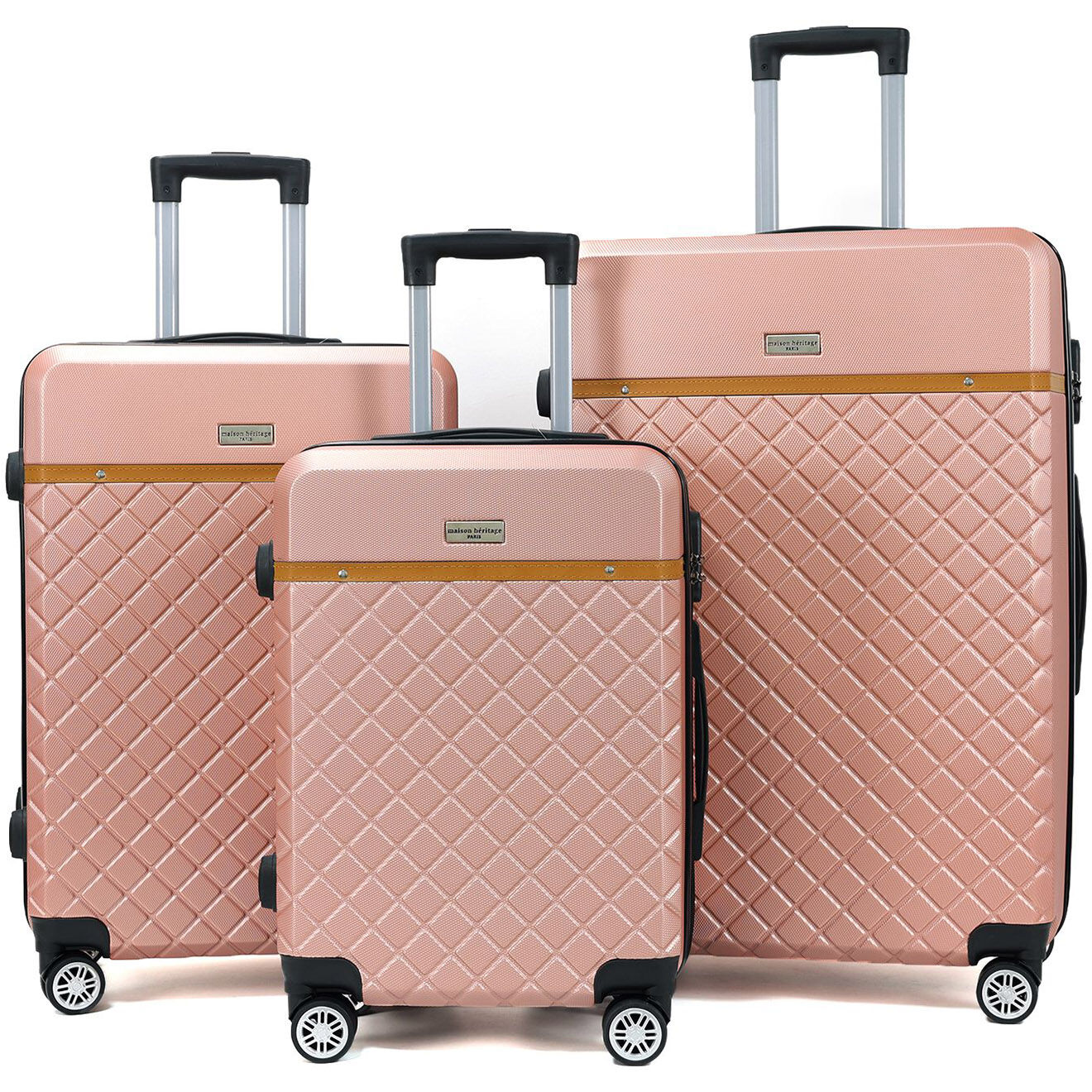 Maison Héritage 3 Valises 4 roues doubles Odeon 55/65/75 cm rose doré