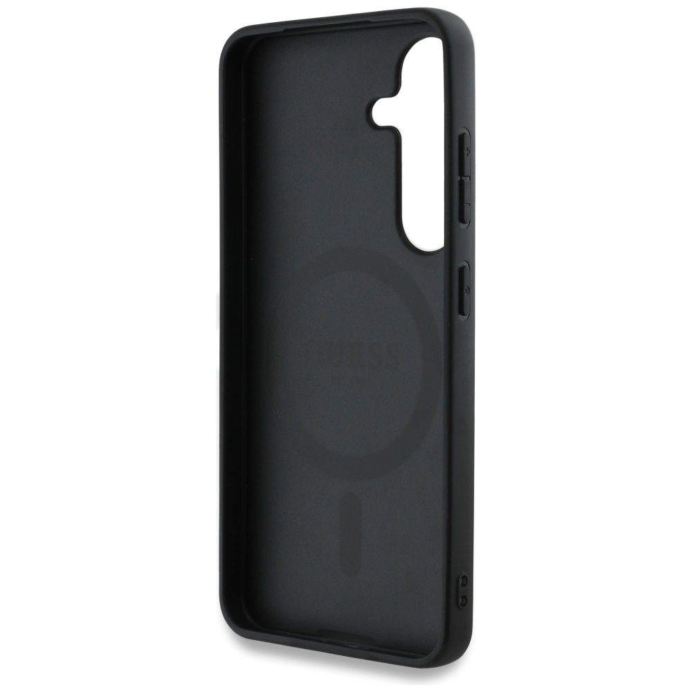 Samsung Galaxy S25  Plus Leder Hardcase Hülle 4G Round Patch Logo MagSafe-Modul (GUHMS25MP4PGRSGK) - Schwarz