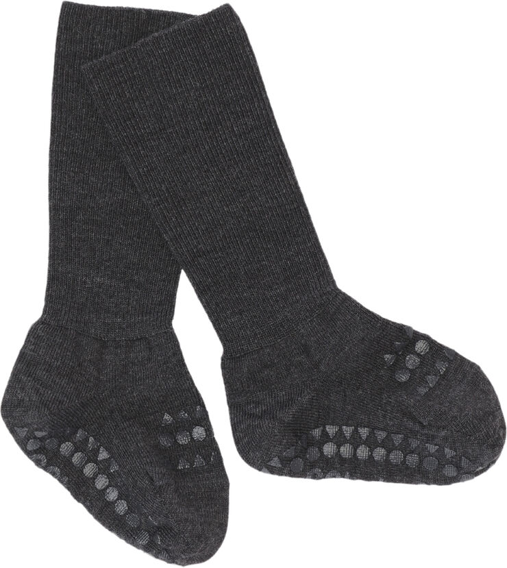 GoBabyGo Skridsikre Strømper - Uld Dark grey melang