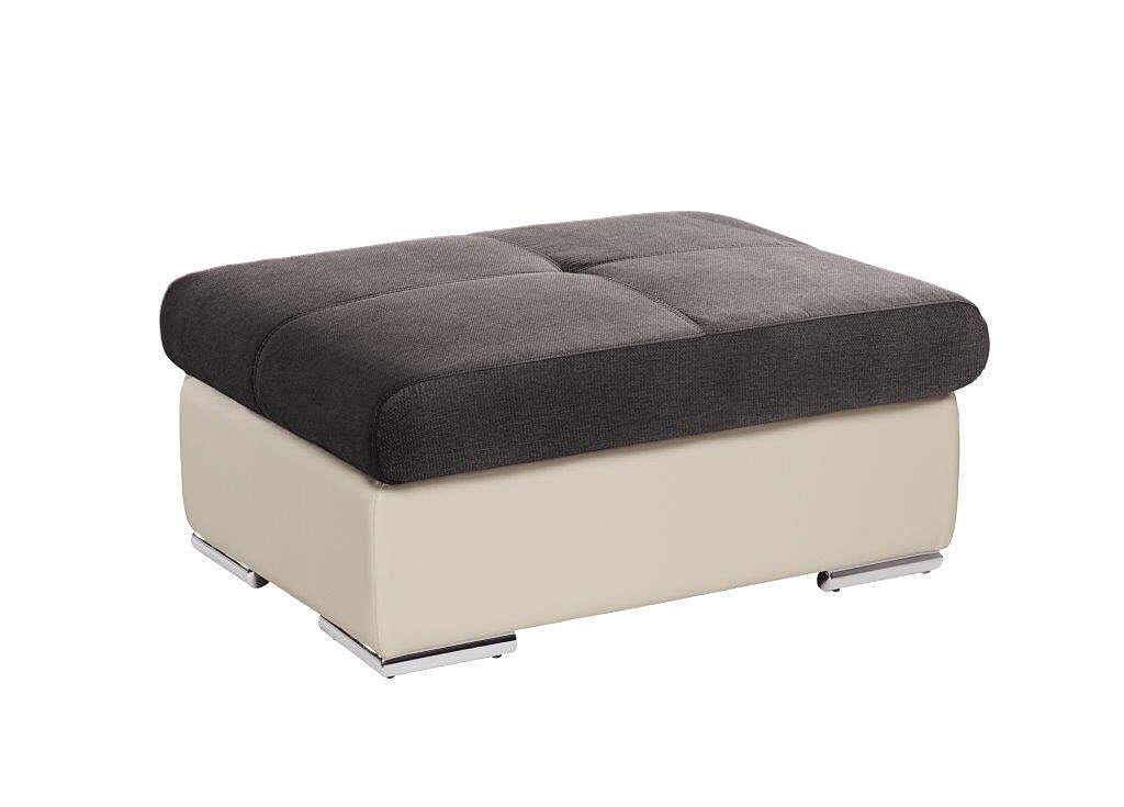 Hocker Belize Flachgwebe Anthrazit/Kunstleder Creme ca. 102 x 46 x 74 cm