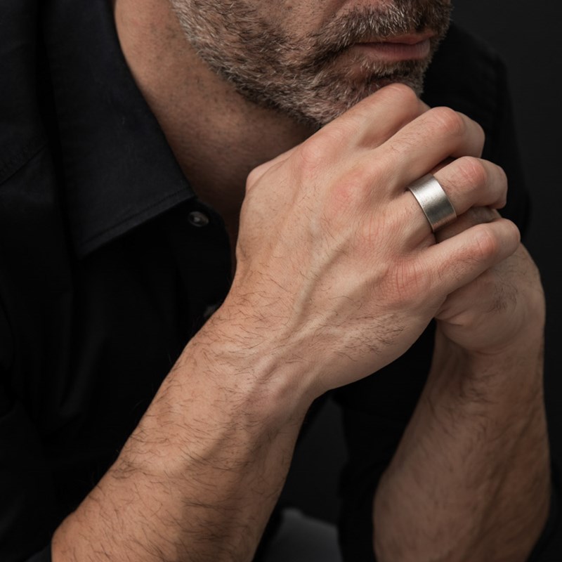 Bague Homme Jonc Argent Vieilli