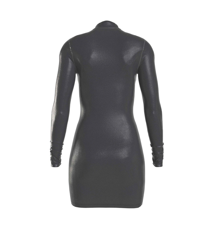 Vestido longo metálico preto da Calvin Klein Jeans