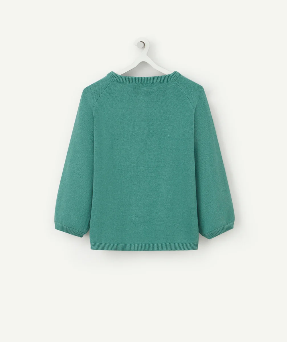 CARDIGAN BÉBÉ FILLE VERT EN COTON AJOURÉ