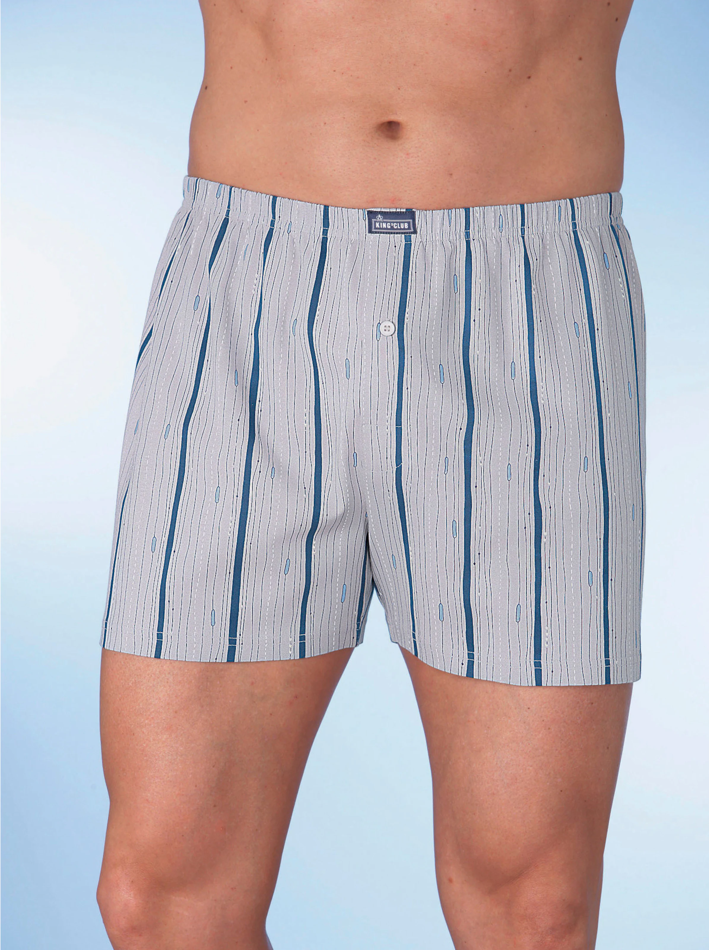 KINGsCLUB Boxershorts in hellgrau-bedruckt