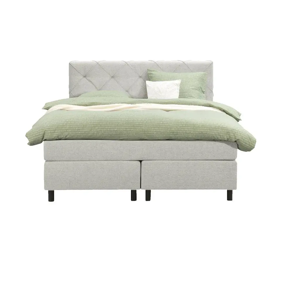 Boxspring Liv geruit - ecru - 140x200 cm - ronde poot